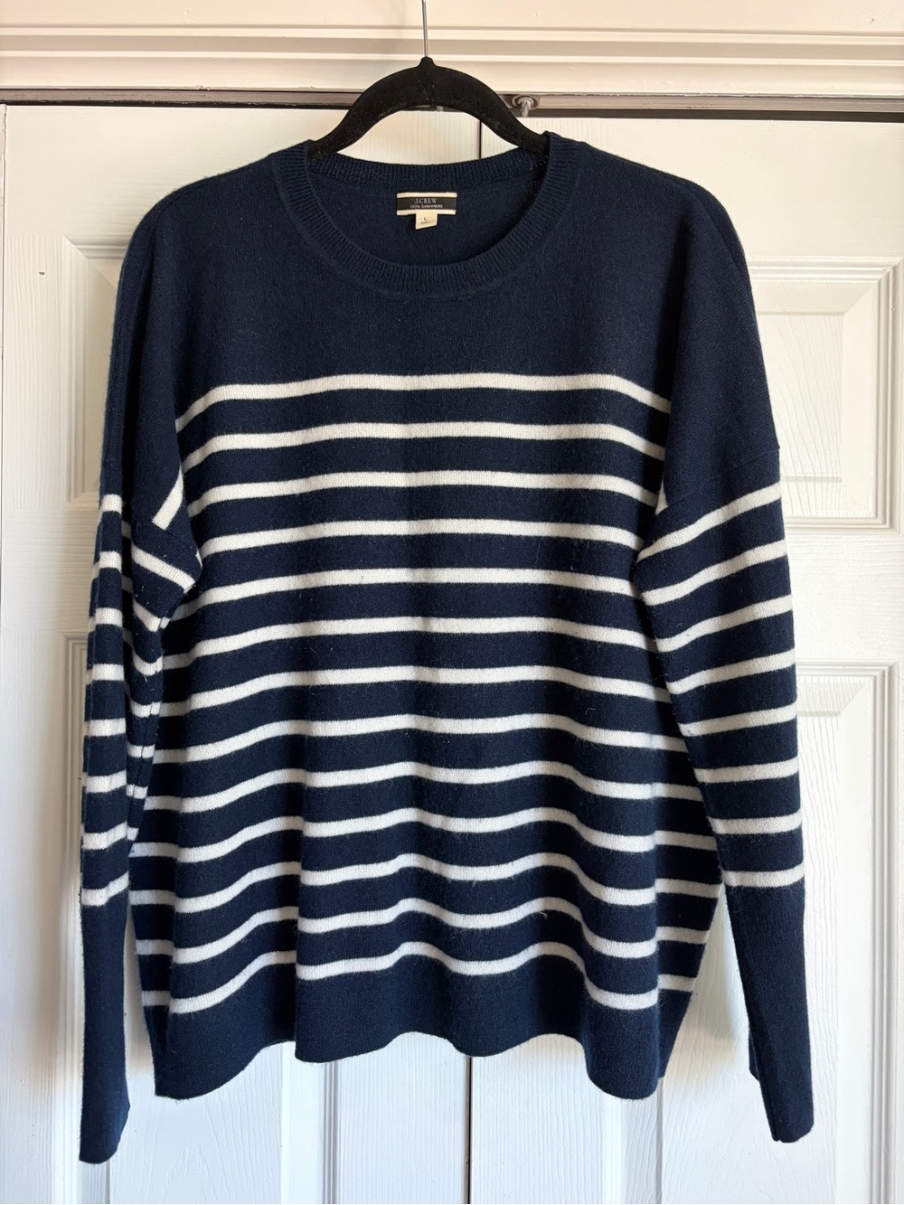 J. Crew Navy & White Striped Scoopneck Sweater